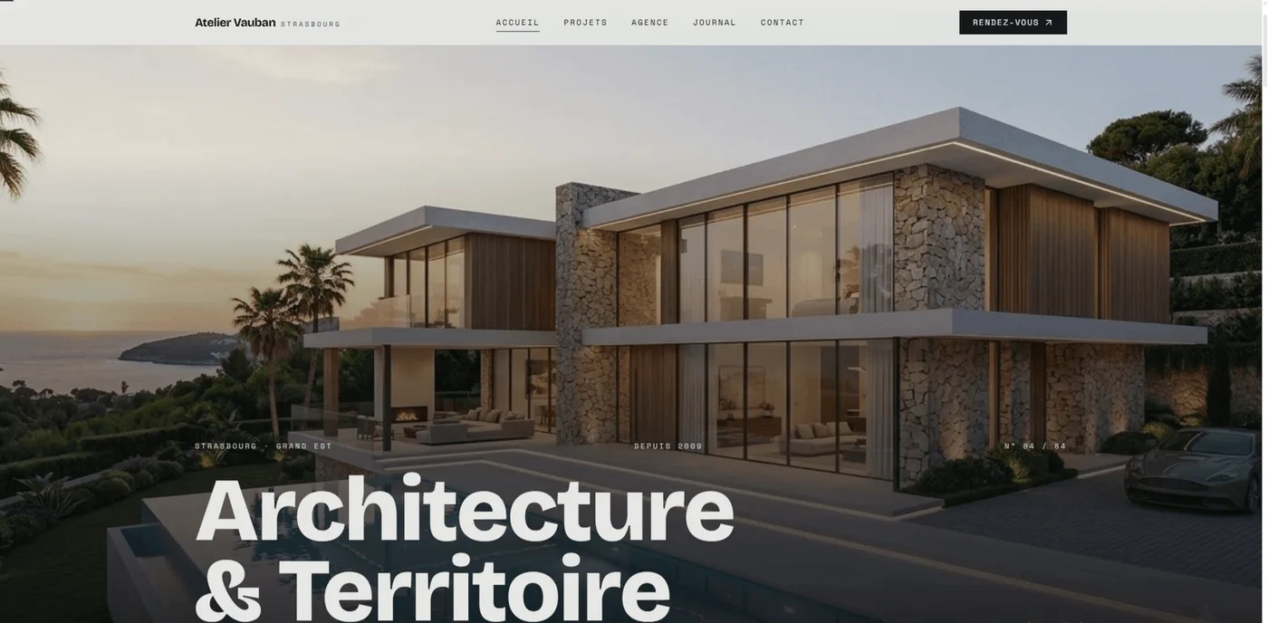 Aperçu du site Atelier Vauban — Cabinet d’architecture créé par PrismaWeb